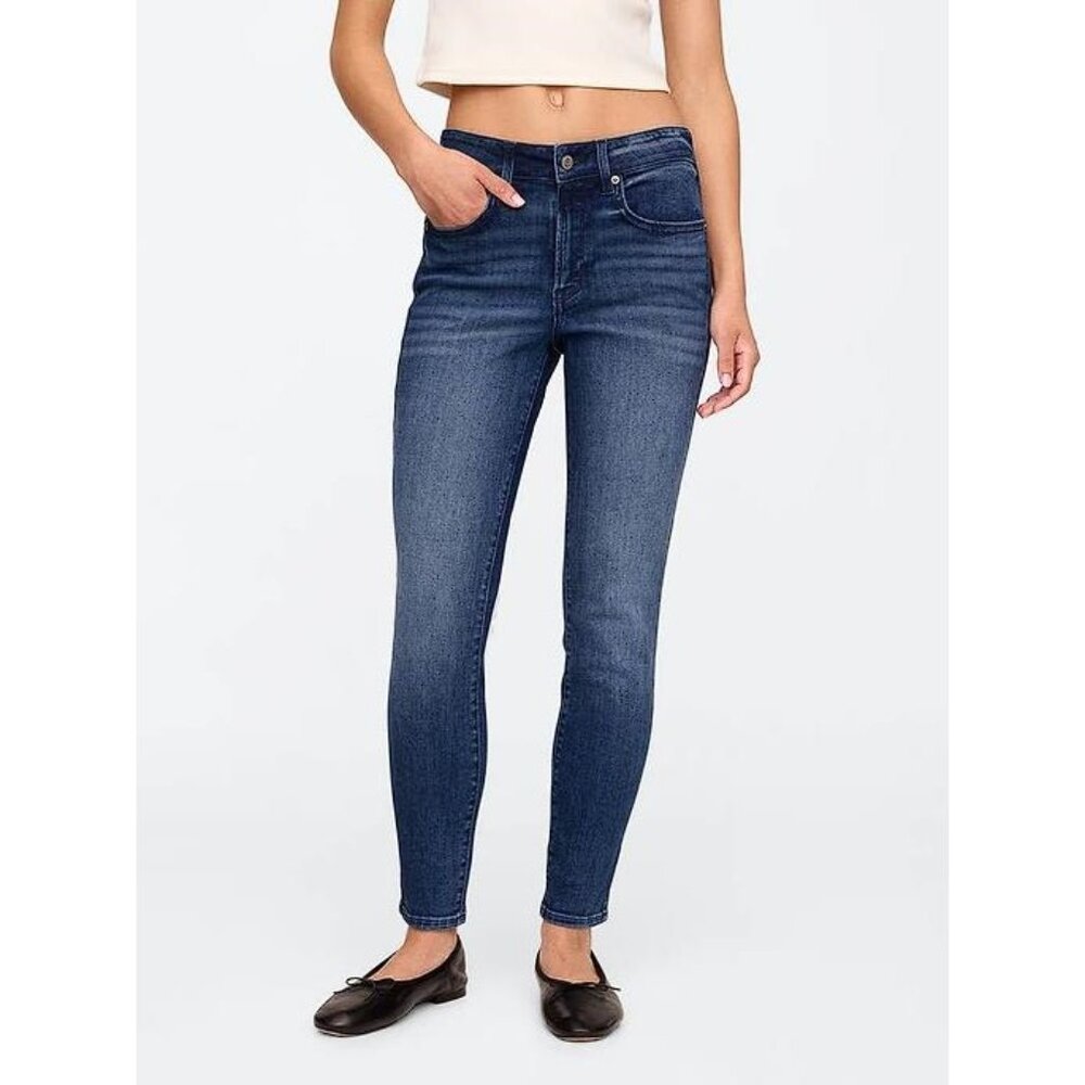 GAP FACTORY Women's Mid Rise Universal Skinny Jeans Size 28R In Dark Wash